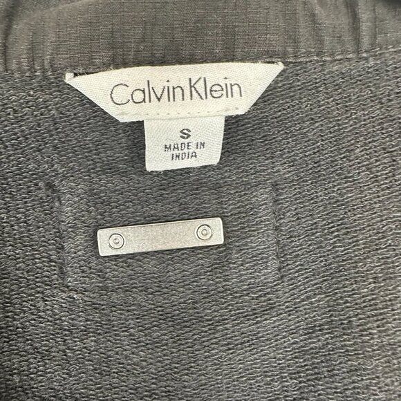 Calvin Klein Knit Sweatshirt Jacket Military Style Mixed Media - Picture 3 of 7